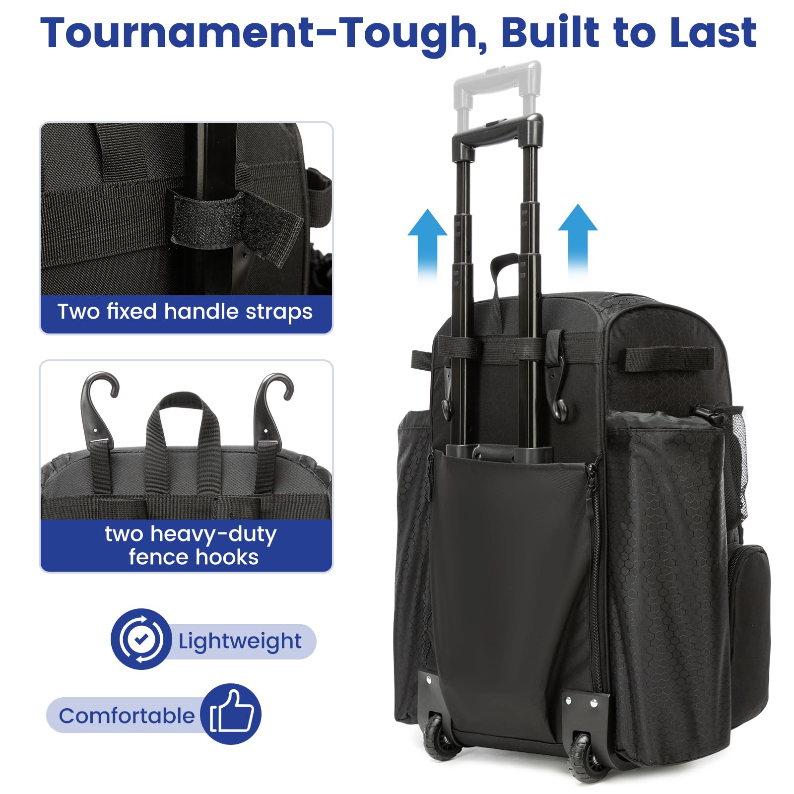 Amazon.com : Kioqiear Rolling Baseball Bag with Wheels,Large